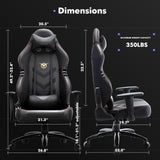 Big and Tall Gaming Chair 350lbs-Racing Style Computer Gamer Chair,Ergonomic Desk Office PC Chair with Wide Seat, Reclining Back, Adjustable Armrest for Adult Teens-Black/Grey COLAMY