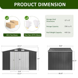 DAUSOLA 10x8 FT Outdoor Storage Shed, Metal Garden Tool Shed with Updated Frame Structure and Lockable Doors, Ideal for Backyard Garden Patio Lawn, Grey DAUSOLA