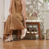 oakvivo Entryway Shoe Bench, 35.4" Bamboo Bench for Bedroom End of Bed, 2-Tier Shoe Rack with Cushion Padded Seat, Shoe Organizer Stable for Entry Hallway Living Room Bedroom, 35.4"W x11.2"D x 17.7"H oakvivo