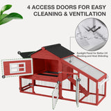 MEDEHOO Chicken Coop Expandable Chicken House for Outdoor with Wheels Nesting Box, Leakproof Pull-on Tray, and UV-Resistant Roof Panel - Red MEDEHOO
