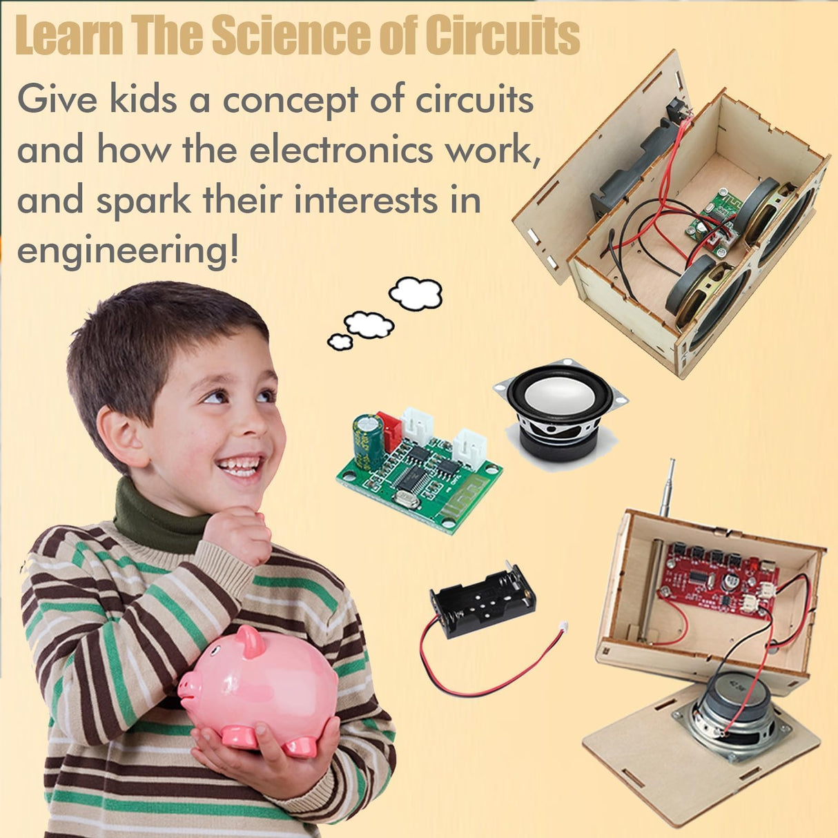 STEM Toys for Boys Girls Age 8-13 8-12 12-14 Build Your Own Speaker Radio Kit Birthday Gifts for 8 9 10 11 12 13 14 15+ Years Old Boys Girls Teens Building Circuits Engineering Kits DIY Science Kits ANNISOKA