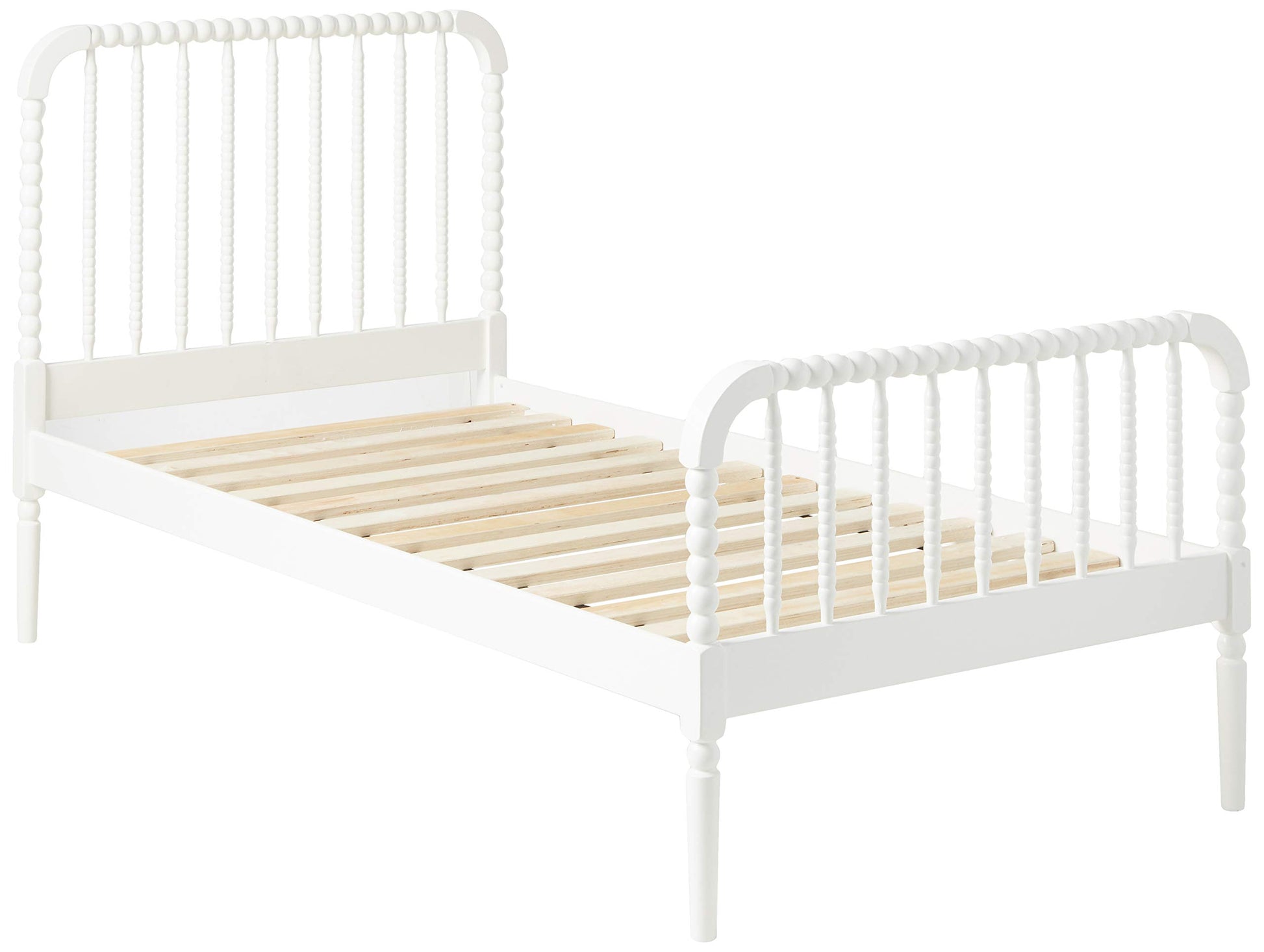 Coaster Home Furnishings Jones Country Farmhouse Wood Jenny Lind Bobbin Twin Size Open Frame Fully Slatted Platform Bed FrameWhite 400415T - WoodArtSupply