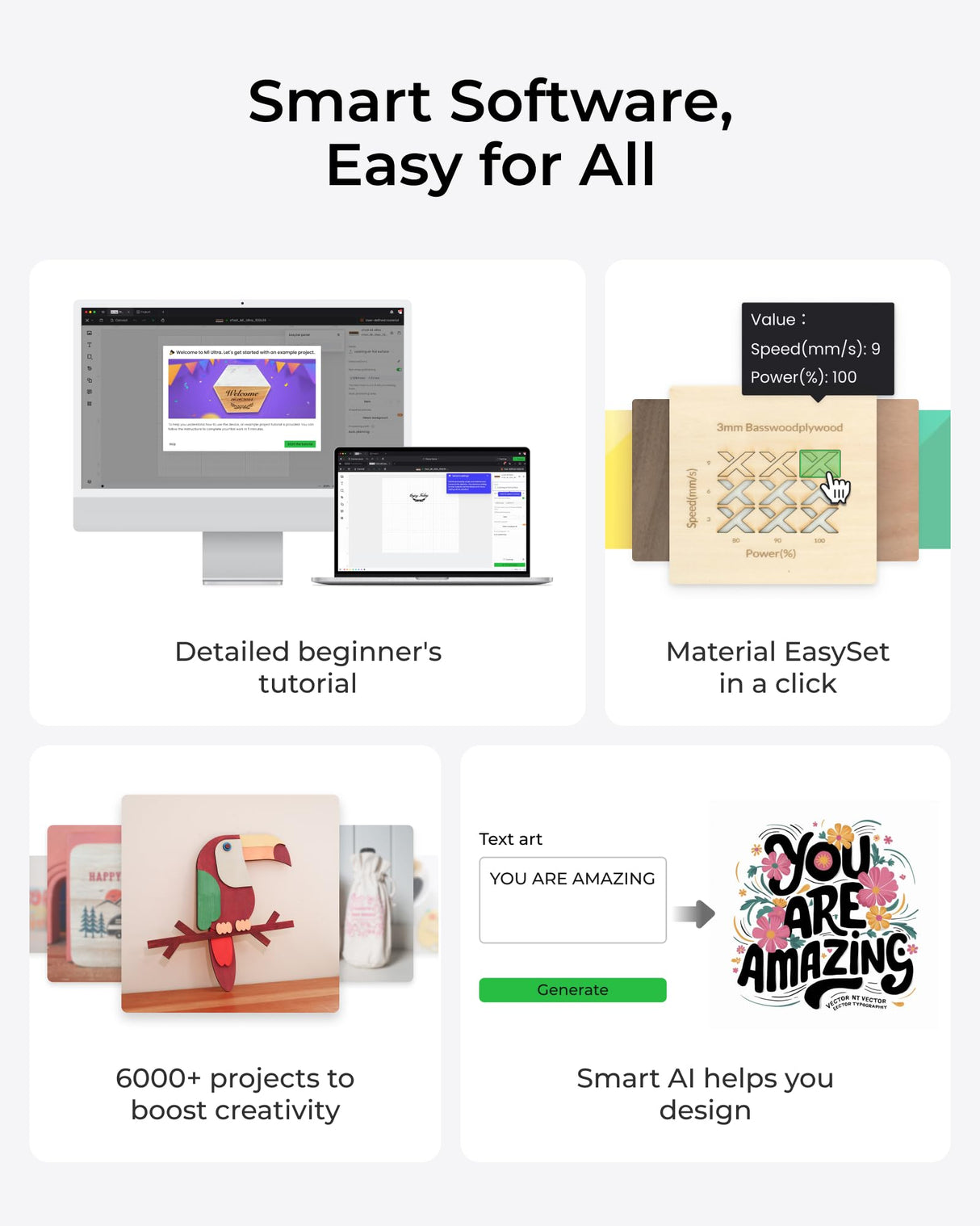 xTool M1 Ultra 4-in-1 Versatile Craft Machine - Die Cutting, Vinyl Cutting, 20W Laser Engraving and Drawing, Smart Cutter Machine for 1000+ Materials, for T-Shirt, DIY Gift, Decors, Wood Craft, etc xTool