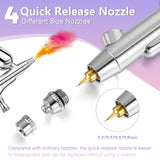 Gyfent Airbrush Kit, Airbrush Gun with 4 Quick-Release Nozzle Sets(0.2/0.3/0.5/0.8mm) Dual-Action Gravity Feed Air Brush with 1/4oz Fluid Cup & 20/40ml Resin Cup for Nail Art Painting Makeup Cake Gyfent