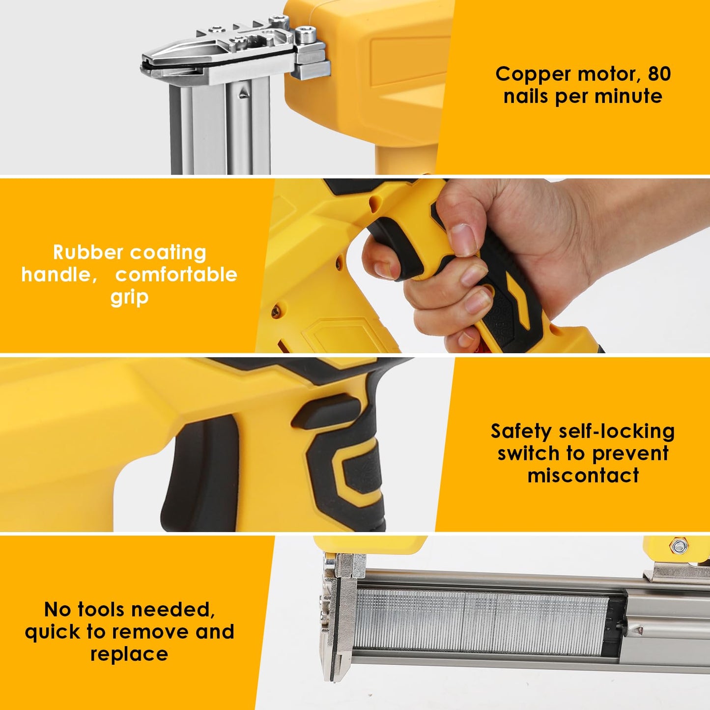 Cordless 18 Gauge Brad Nailer for Dewalt 20V Max Battery, 2 in 1 Electric Stapler Nailer with 500 Nails and 500 Staples, Dual Protection Design, for Home Improvement, Woodworking (No Battery) - WoodArtSupply