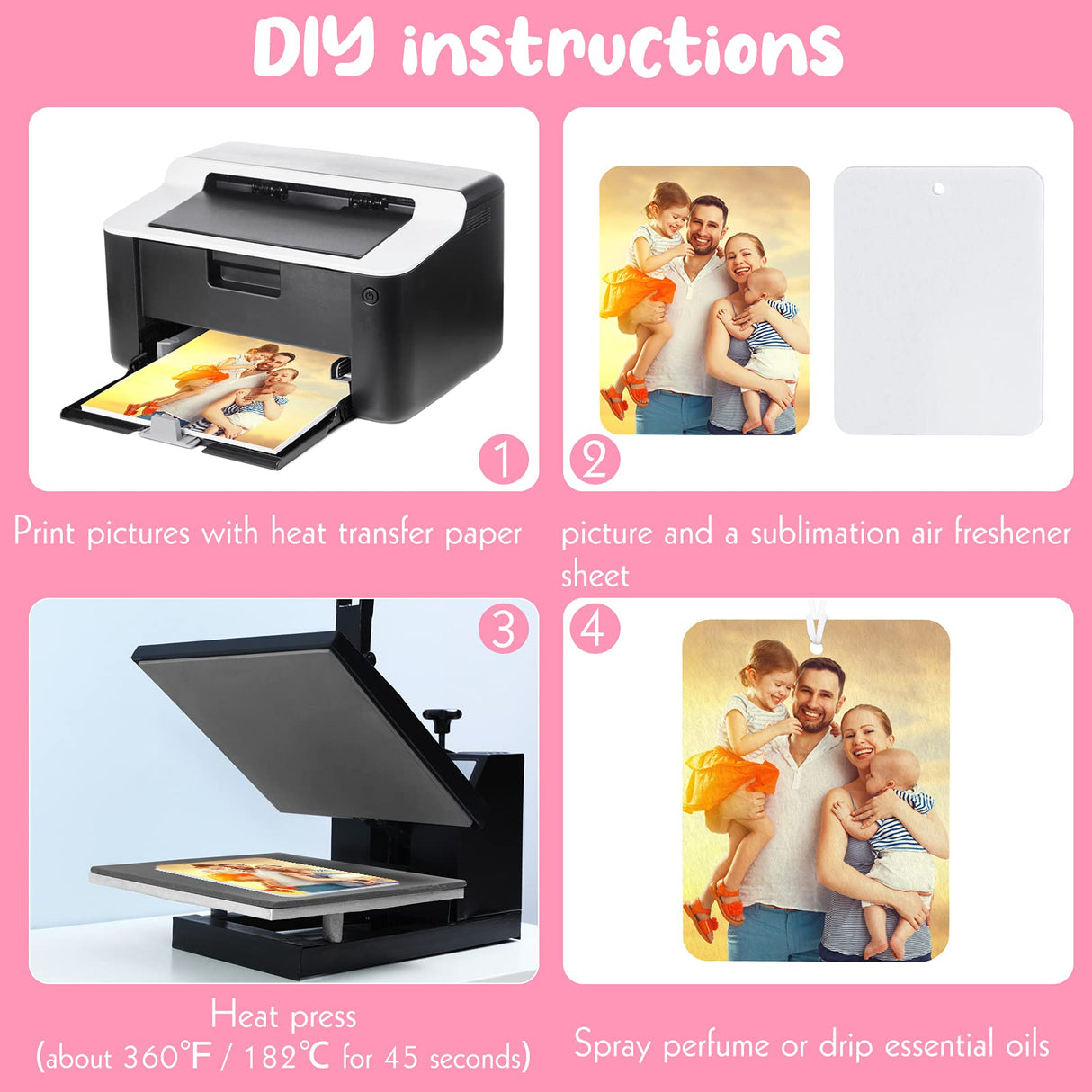 MIAHART 30 Pieces Sublimation Air Freshener Blanks with Bags, DIY Sublimation Air Freshener Sheets Scented Hanging Felt Heat Transfer Air Freshener for Car Home Interior Decor MIAHART