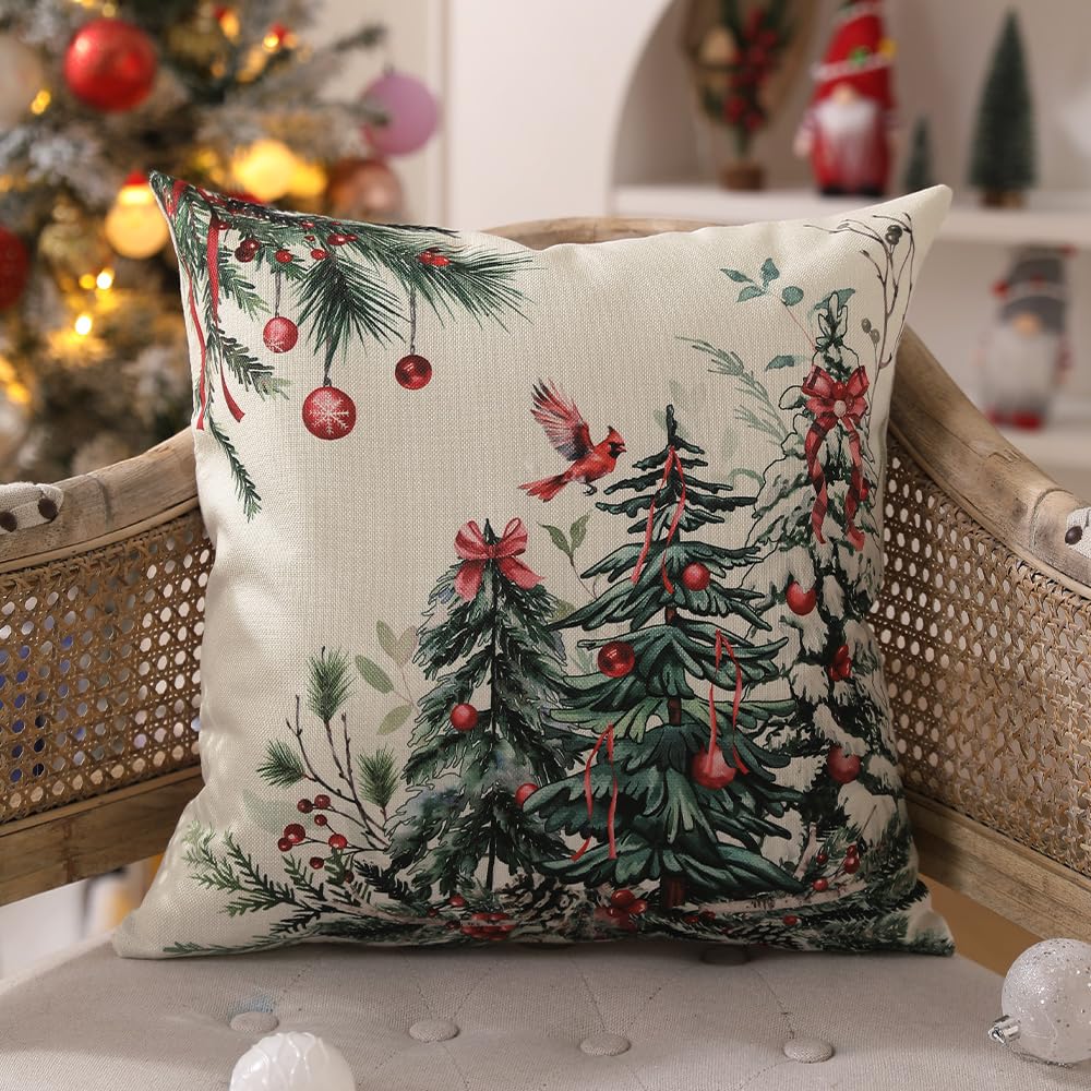 DFXSZ Christmas Pillow Covers 18x18 Inch Set of 2 Christmas Tree Decorations Throw Pillows Winter Xmas Decor for Home Couch TH-35B18 DFXSZ