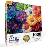 Cross & Glory - Rainbow of Flowers - 1000 Piece Jigsaw Puzzle for Adults | Stunningly Vibrant Colors | Challenging Brain Exercise for Puzzle Lovers Cross & Glory