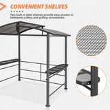 EAGLE PEAK 8x5 ft Grill Gazebo, Steel Frame Outdoor BBQ Cover, Double-Tier Polycarbonate Barbecue Canopy with Shelves EAGLE PEAK