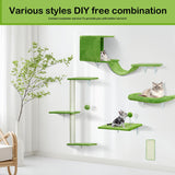 iSawSee Cat Wall Shelves-Cat Wall Furniture 5 in 1 Stable & Safe, Wooden Climbing with Natural Sisal Scratching Post, with Scratching Post, Bridge and Bed,cat Scratching Board iSawSee