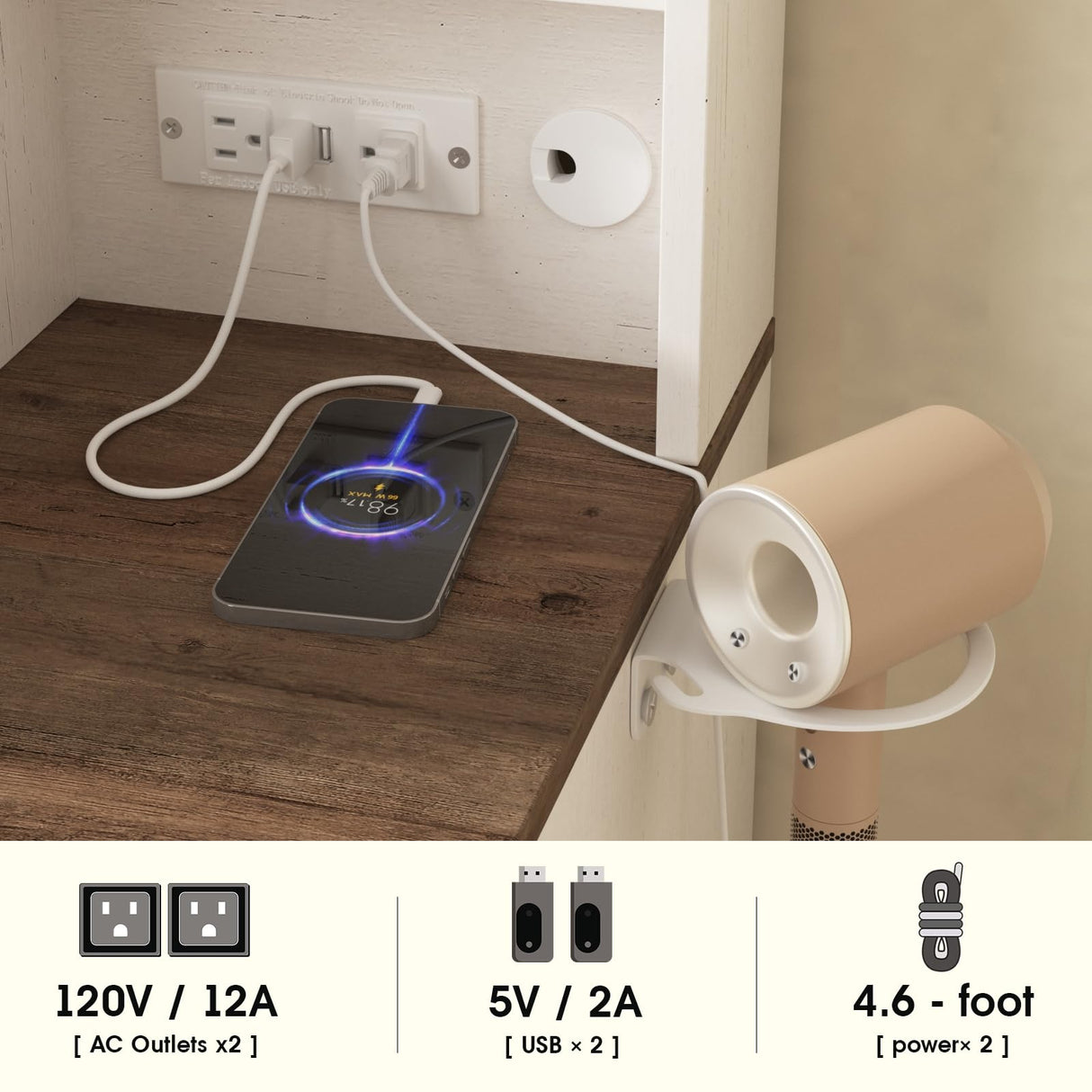 Vabches Makeup Vanity Desk with Sliding Mirror, 41.8'' White Farmhouse Vanity Table with Stool, Jewelry Cabinet & Charging Station, Large Drawer, Visual Cabinet, 3 Lighting Modes, Adjustable Shelves Vabches