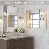 LOAAO 24”X36” Gold Bathroom Mirror, Rounded Rectangle Gold Frame Mirror, Brushed Gold Bathroom Vanity Mirror Wall-Mounted, Anti-Rust, Tempered Glass, Hangs Horizontally or Vertically LOAAO
