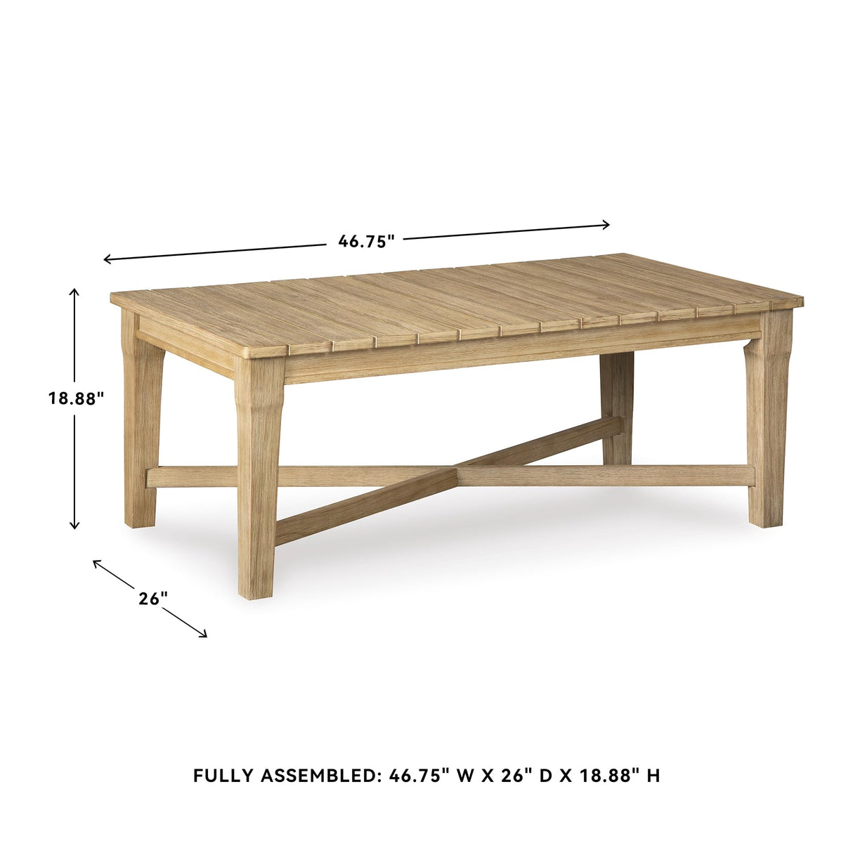 Signature Design by Ashley Outdoor Eucalyptus Carter Hall Patio Coffee Table, Beige Signature Design by Ashley
