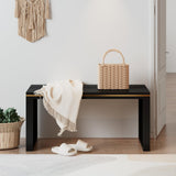 APRTAT Bamboo Dining Bench Indoor Long Bench Entryway Shoe Rack Bench,Outdoor Modern Wood Benches 35 Inch Bamboo Bench for Living Room Hallway Bedroom Bathroom Black Long APRTAT