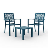 GAOMON 3 Piece Patio Bistro Set, Outdoor Patio Furniture Set with Coffee Table, Conversation Sets for Apartment Balcony, Backyard, Porch, Peacock Blue GAOMON