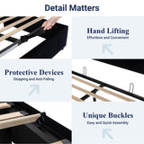 Allewie King Size Velvet Lift Up Storage Bed, Modern Wingback Headboard, Hydraulic Support, No Box Spring Needed, Black Allewie