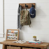 MyGift Burnt Wood Wall Mount Coat Hook Rack and Hat Rack with 3 Hooks Pipe Fixture Design MyGift