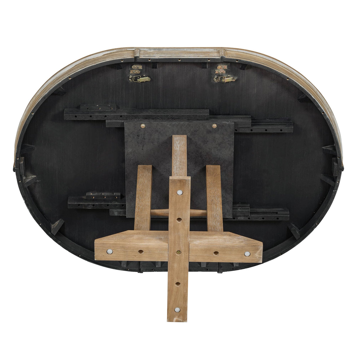 ERYE Mid-Century Modern Functional Extendable Dining Table with 14" Leaf and Pillar-Trestle Legs (Natural Wood),Round → Oval 42"~56", Natural-980 ERYE