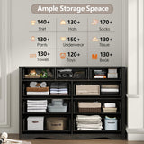 Gyfimoie Farmhouse 9 Drawers Dresser for Bedroom, Chest of Drawers with Natural Texture, Accent Storage Cabinet for Closet,Living Room (Dark Rustic Oak) Gyfimoie