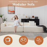 ClinQ 132-Inch Modern Style Curved Sofa, Upholstery Corduroy Sofa Couch with 3 Pillows, White ClinQ