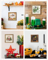 Putuo Decor Interchangeable Season Framed Wall Art Set, Seasonal Welcome Printed Signs, Rustic Holiday Home Table Decor Wall Hanging Signs for Living Room, Kitchen, Office, Farmhouse Putuo Decor