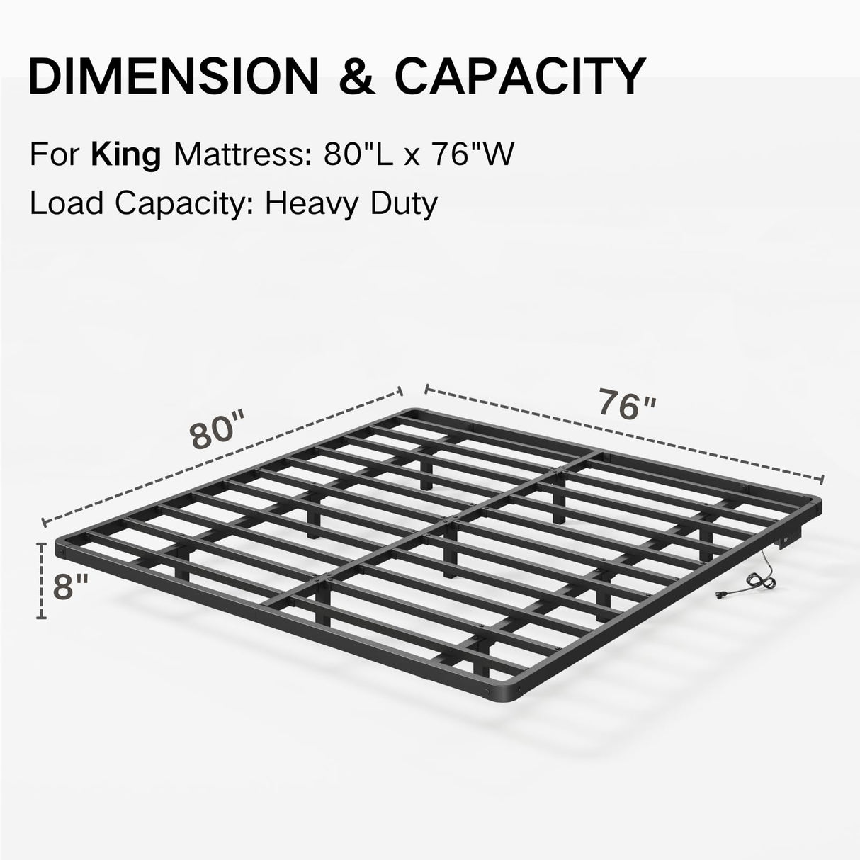 LAKKURI Floating Bed Frame King with Led Lights, King Size Floating Bed Frame,Type-C and Charging Station, No Box Spring Needed, Noise-Free, Easy Assembly LAKKURI