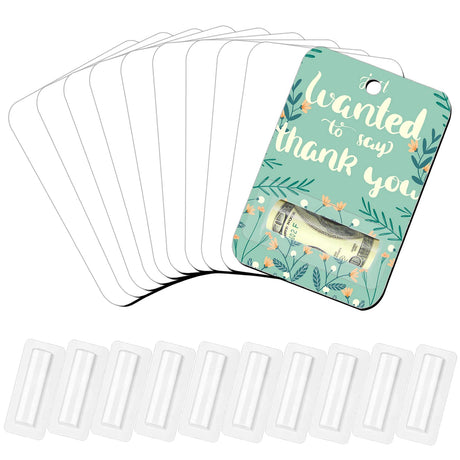 10 Pack Sublimation Money Card Blanks with Lip Balm Pouches, Money Holder Plastic Cover, Lip Balm Plastic Cover, Plastic Domes for Gift Card DIY Crafts with Double Side Tape XIHEYOMI