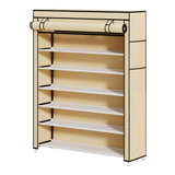 Calmootey 7 Tier Shoe Rack Organizer to Hold 35 Pairs, Portable Shoe Shelf with Nonwoven Fabric Cover for Closet Hallway, Bedroom, Entryway, Beige Calmootey