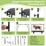 ZPVP Dog Grooming Table Arm Stand Adjustable About Height 32"-47" Width Dog Grooming Arm with Clamp No-Sit Haunch Holders for Medium/Large Pets Metal(Grooming Table Not Included) ZPVP