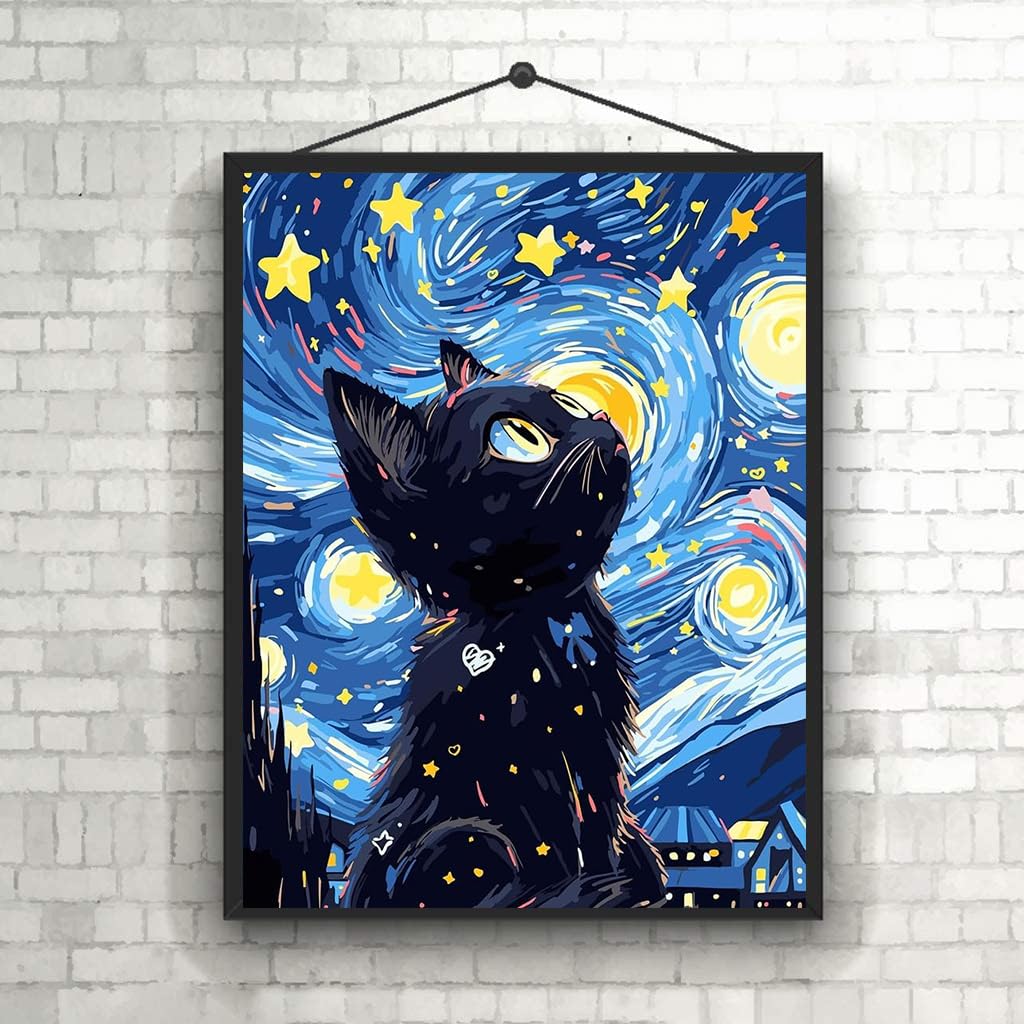 KTHOFCY 5D DIY Diamond Painting Kits for Adults, Black Cat Full Drill Embroidery Cross Stitch Crystal Rhinestone Paintings Pictures Arts Wall Decor Painting Dots Kits 30x40cm/12x16inch KTHOFCY