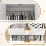 PPorfamilia 70" Wardrobe Closet with 2 Doors and 2 Drawers, Clothing Storage Cabinets with Hanging Rod, Modern Wooden Armoire Wardrobe Closet with Gold Handles for Bedroom Armoires Laundry PPorfamilia