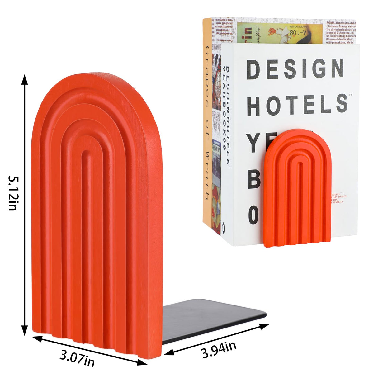 Harloon Boho Bookends Cute Boho Bookshelf Rainbow Book Ends Wood Book Stopper for Shelves Decorative Movies Cds, 5 x 4 x 3 Inch Harloon