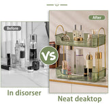 shuang qing Bathroom Counter Organizer Countertop Storage, Cosmetics Skincare Shelf, Makeup Organizer Perfume for Dresser Vanity Tray, Spice Rack for Kitchen(2 Tier-Green) shuang qing