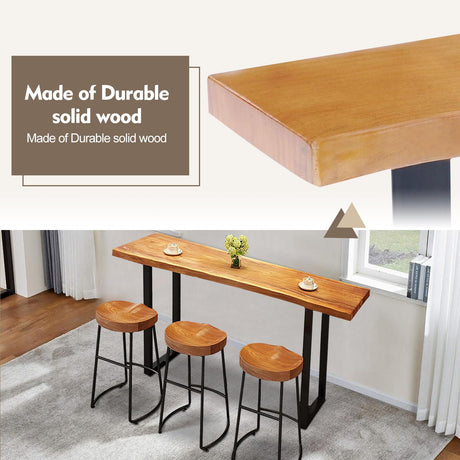 Narrow Counter Height Bar Table with Metal Legs - Modern Industrial Bistro Console Table ZanyCajole