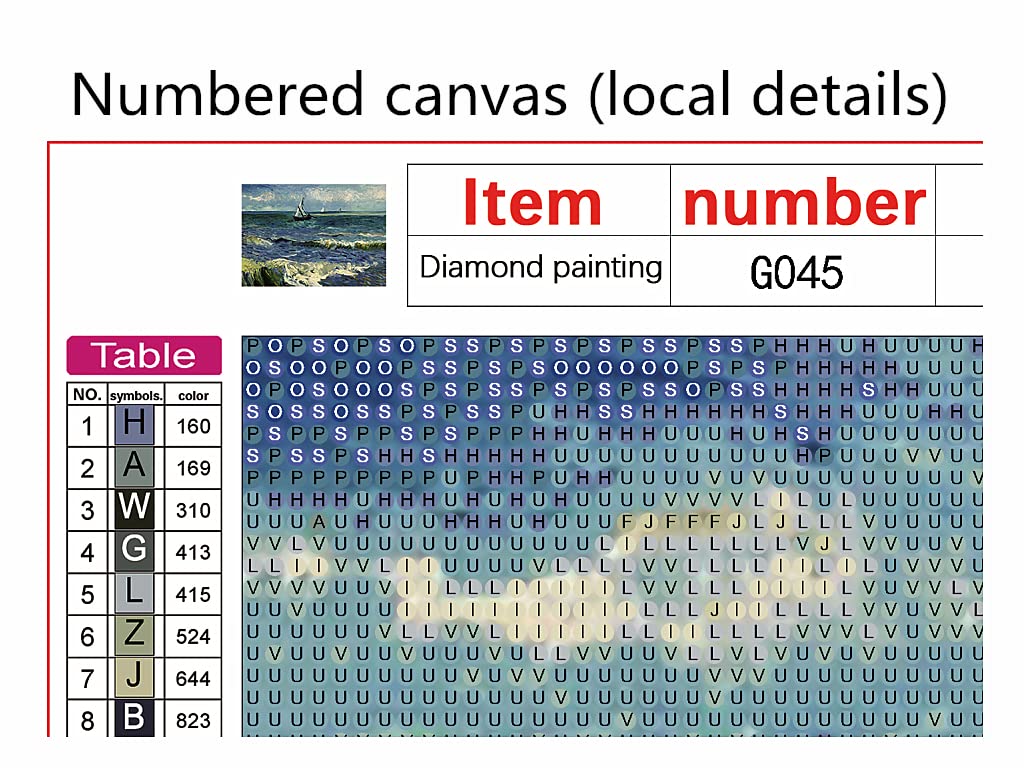NIHO-JIUMA Van Gogh Diamond Painting Kits Seascape, 5D DIY Full Drill Diamond Art Gift for Adults/Teen, Home Decoration (30X40cm/12x16inches) NIHO-JIUMA