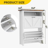 MU Shoe Cabinet with 2 Flip Drawers & Open Storage Space, Entryway Shoe Storage Cabinet with LED Light, Hidden Shoe Organizer for Entryway, White MU