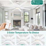 YITAHOME 72 Inch Ceiling Fans with Lights and Remote Control for Indoor/Covered Outdoor, Reversible Quiet DC Motor, 8 Blades with 6 Speed, Modern Ceiling Fans for Living Room -White YITAHOME