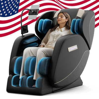 BILITOK Full Body Massage Chair with Zero Gravity, Recliner with Heating, Airbags, Bluetooth Speaker, Foot Roller, Touch Screen, Black
