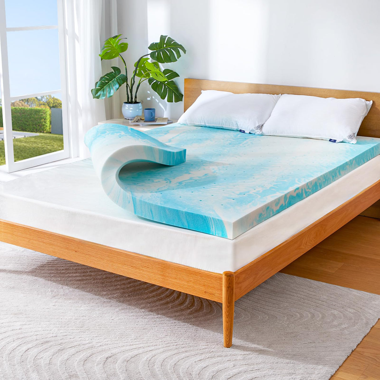 Marsail Mattress Topper Queen, 3-inch Gel Memory Foam, Bed Topper for Queen Size Bed, Soft for Sleeper Sofa, RV, Camper, CertiPUR-US Certified Marsail