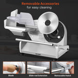 Meat Slicer, 200W Meat Slicer Machine for Home, DC Motor Quiet Deli Slicer with 2 Removable 7.5'' Stainless Steel Blades, Adjustable Dial for 0-15mm, Electric Food Slicer for Meat, Cheese, Bread Borlebbi