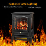 Xbeauty Indoor 15'' Electric Fireplace Stove, Freestanding Fireplace Heater with Adjustable Realistic 3D Flame Effect, Overheating Protection, for Small Spaces or Bedroom, 1000W/1500W Xbeauty