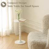 Fultyle Round Side Table, Small Drink Table for Small Spaces, Modern Accent End Table Coffee Table with Solid Wood Leg for Living Room, Bedroom, Corners, and Office (White) Fultyle