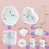 LET'S RESIN 8Pcs Resin Molds Silicone,Deep Epoxy Resin Molds for Flower Bouquet Preservation,Large Silicone Molds for Resin Casting Craft Including Square Hexagon Heart Resin Mold LET'S RESIN
