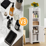 Lomojo Small Bathroom Storage Cabinet Corner, Floor Cabinet with Adjustable Shelves, Freestanding Narrow Bathroom Toilet Paper Organizers for Small Spaces (White) Lomojo