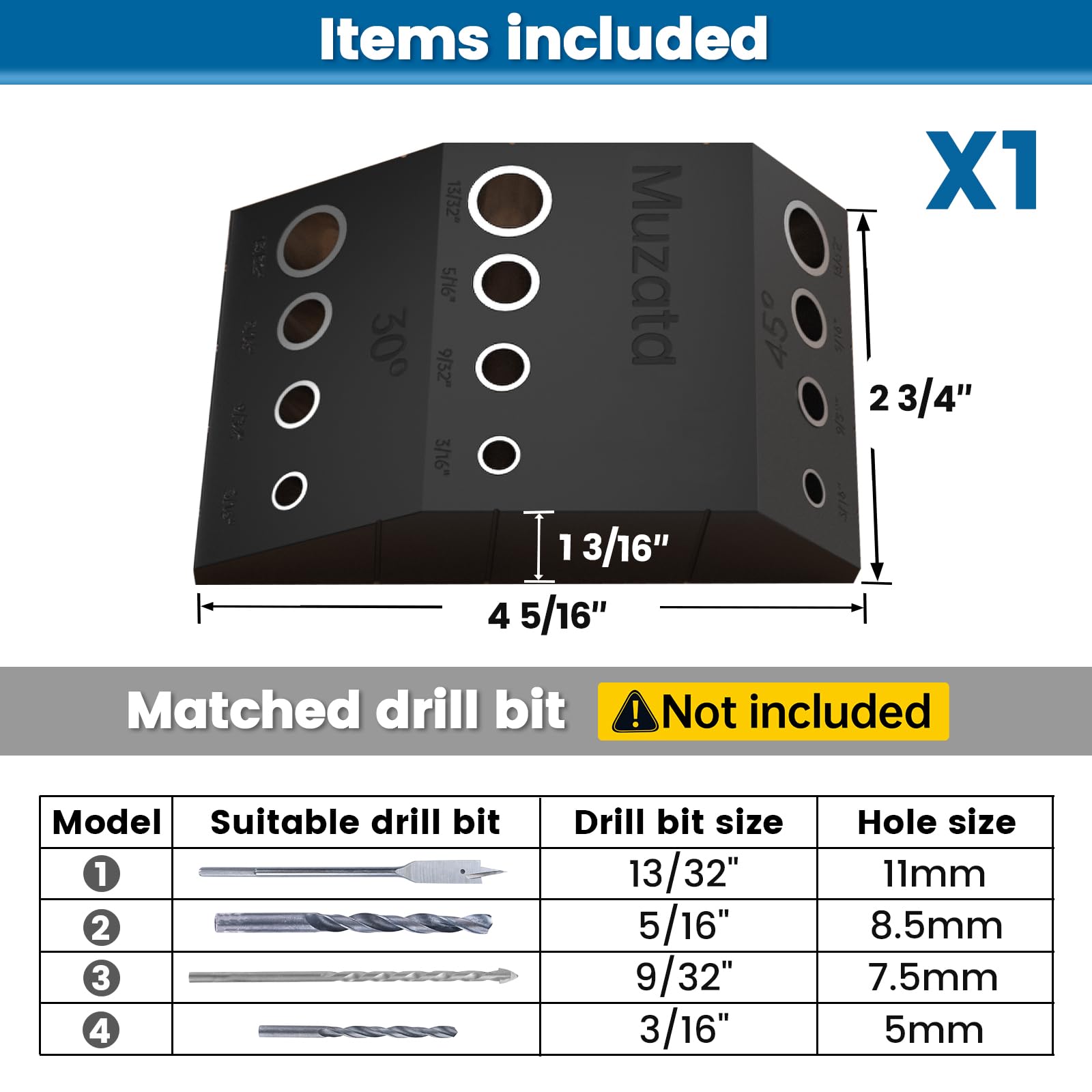 Muzata Upgraded Multi Angle Drill Guide Fit 30 45 90 Degree Cable Railing Kit Stair Visible Template Jig 4 Sizes Guide Track for Straight and Angle Hole Wood Post CT24 CT1 - WoodArtSupply