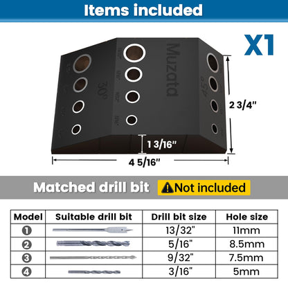 Muzata Upgraded Multi Angle Drill Guide Fit 30 45 90 Degree Cable Railing Kit Stair Visible Template Jig 4 Sizes Guide Track for Straight and Angle Hole Wood Post CT24 CT1 - WoodArtSupply