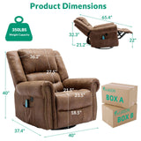VIVIJASON Massage Swivel Rocker Recliner Chair with Heat & Vibration, 360° Swivel Manual Glider Rocking Reclining Chair with Remote Control, Side Pockets & USB Ports for Living Room, Nut Brown VIVIJASON