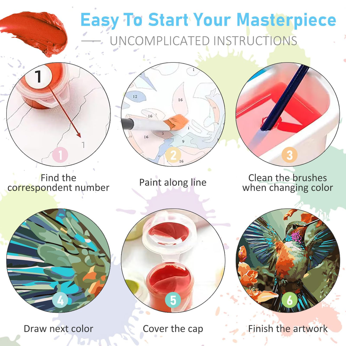 Paint by Numbers Kit for Adults- Hummingbird Adult Paint by Number Kits on Canvas for Beginners, Hummingbird DIY Acrylic Oil Number Painting Kits for Home Wall Decor Gift 16"x 20" (without Frame) Offito