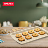 Bakken Swiss Cookie Sheet 3 Piece Set - Non-Stick, Stackable Baking Pans, White marble Deluxe Ceramic Coating – Dishwasher Safe - for Home Baking Bakken- Swiss