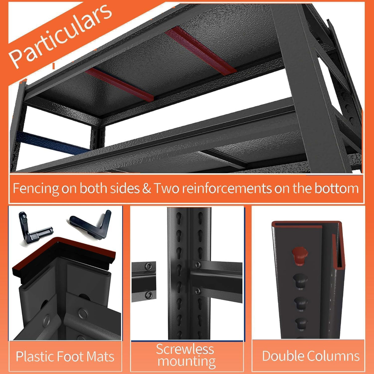 Garage Shelving - 5 Tier Adjustable Storage Shelves, Heavy Duty Metal Storage Utility Rack Shelf Unit for Warehouse Pantry Closet Kitchen, Black, 32" W X 16" D X 63" H PRESTELION